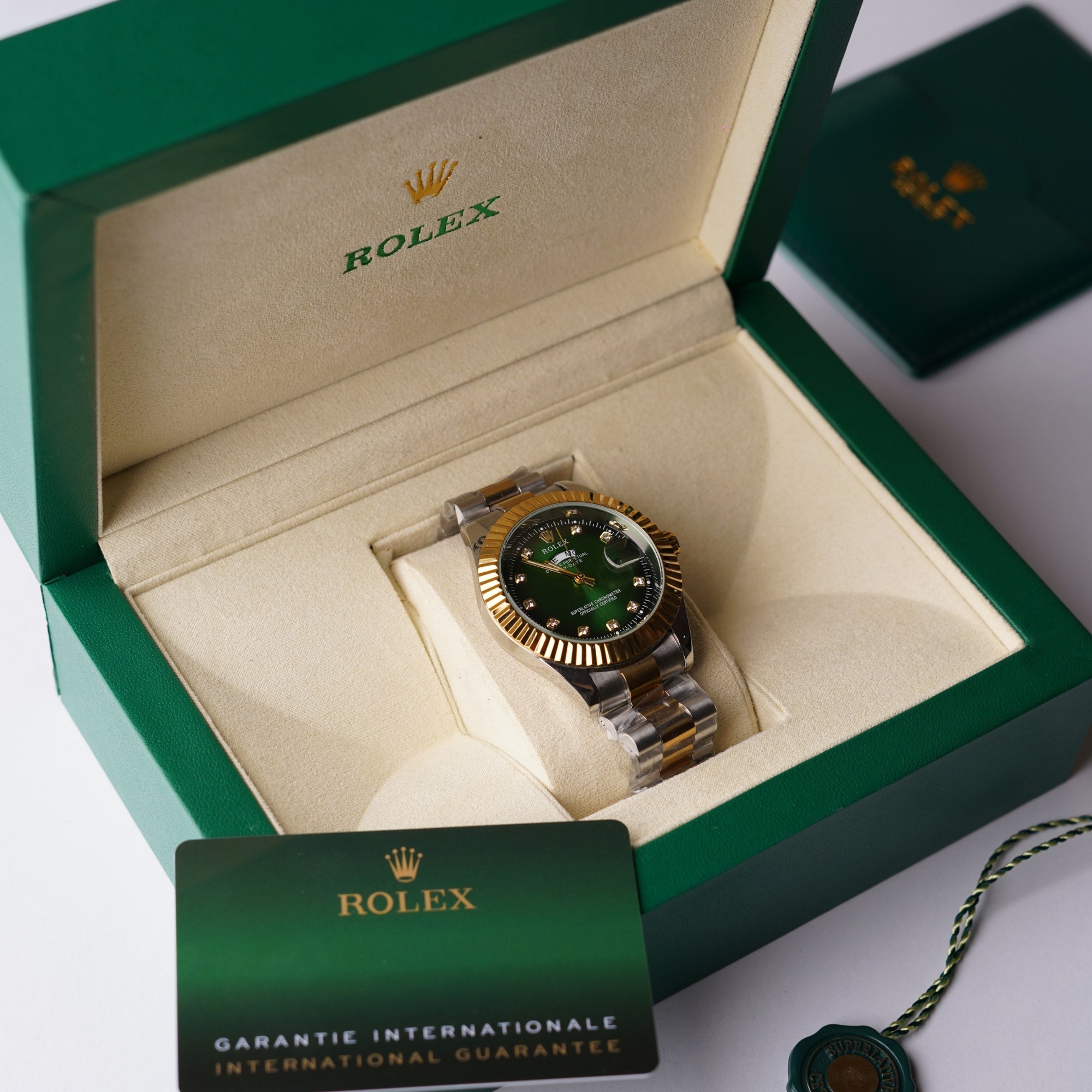 RLX Date and Day - Gold Green Dial